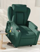 vidaXL Изправящ масажен наклоняем стол тъмнозелен текстил