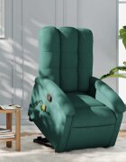 vidaXL Изправящ масажен наклоняем стол тъмнозелен текстил