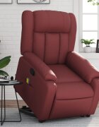 vidaXL Изправящ масажен наклоняем стол виненочервен изкуствена кожа