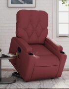 vidaXL Изправящ масажен наклоняем стол виненочервен изкуствена кожа
