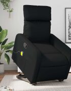 vidaXL Изправящ масажен реклайнер стол черен изкуствена кожа