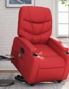 vidaXL Изправящ масажен реклайнер стол червен изкуствена кожа