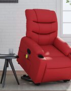 vidaXL Изправящ масажен реклайнер стол червен изкуствена кожа
