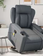 vidaXL Изправящ масажен реклайнер стол сива изкуствена кожа