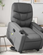 vidaXL Изправящ масажен реклайнер стол сива изкуствена кожа