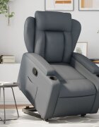 vidaXL Изправящ реклайнер стол сива изкуствена кожа
