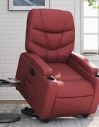 vidaXL Изправящ реклайнер стол виненочервен изкуствена кожа