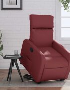 vidaXL Изправящ реклайнер стол виненочервен изкуствена кожа