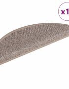 vidaXL Изтривалки за стълби 15 бр. 56x17x3 см тъмнобежови полукръгли