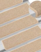 vidaXL Изтривалки за стълби 15 бр. 65x21x4 см светлобежови с правоъгълен кант