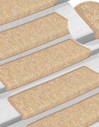 vidaXL Изтривалки за стълби 15 бр. 65x21x4 см светлокафяви с правоъгълен кант