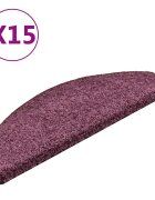 vidaXL Изтривалки за стълби 15 бр. 65x21x4 см тъмнолилави полукръгли големи