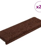 vidaXL Изтривалки за стълби 20 бр. 65x21x4 см кафяви с правоъгълен кант