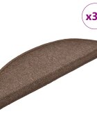 vidaXL Изтривалки за стълби 30 бр. 56x17x3 см кафеенокафяви полукръгли