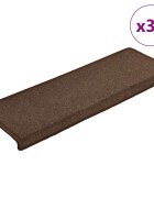 vidaXL Изтривалки за стълби 30 бр. 65x21x4 см кафеенокафяви с правоъгълен кант