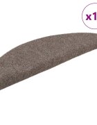 vidaXL Изтривалки за стълби самозалепващи се 10 бр. 56x17x3 см бежови полукръгли