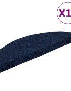 vidaXL Изтривалки за стълби самозалепващи се 10 бр. 56x17x3 см тъмносини полукръгли