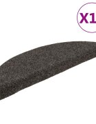 vidaXL Изтривалки за стълби самозалепващи се 15 бр. 56x17x3 см антрацит полукръгли