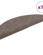 vidaXL Изтривалки за стълби самозалепващи се 15 бр. 56x17x3 см бежови полукръгли