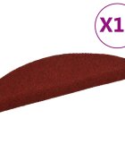 vidaXL Изтривалки за стълби самозалепващи се 15 бр. 56x17x3 см бордо червени полукръгли