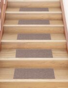 vidaXL Изтривалки за стълби самозалепващи се 15 бр. 60x25 см светлокафяви правоъгълни
