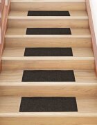 vidaXL Изтривалки за стълби самозалепващи се 15 бр. 60x25 см тъмнокафяви правоъгълни
