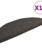 vidaXL Изтривалки за стълби самозалепващи се 15 бр. 65x21x4 см антрацит полукръгли големи