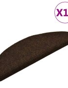 vidaXL Изтривалки за стълби самозалепващи се 15 бр. 65x21x4 см кафяви полукръгли големи
