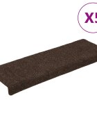 vidaXL Изтривалки за стълби самозалепващи се 15 бр. 65x21x4 см кафяви с правоъгълен кант