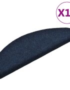 vidaXL Изтривалки за стълби самозалепващи се 15 бр. 65x21x4 см тъмносини полукръгли големи