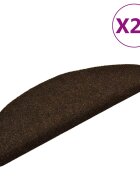 vidaXL Изтривалки за стълби самозалепващи се 20 бр. 65x21x4 см кафяви полукръгли големи