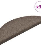 vidaXL Изтривалки за стълби самозалепващи се 30 бр. 56x17x3 см бежови полукръгли