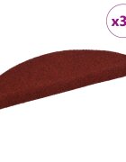 vidaXL Изтривалки за стълби самозалепващи се 30 бр. 56x17x3 см бордо червени полукръгли