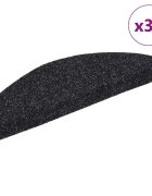 vidaXL Изтривалки за стълби самозалепващи се 30 бр. 56x17x3 см черни полукръгли