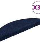 vidaXL Изтривалки за стълби самозалепващи се 30 бр. 56x17x3 см тъмносини полукръгли