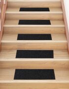 vidaXL Изтривалки за стълби самозалепващи се 30 бр. 60x25 см черни правоъгълни