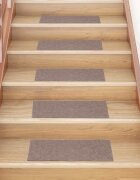 vidaXL Изтривалки за стълби самозалепващи се 30 бр. 60x25 см светлокафяви правоъгълни