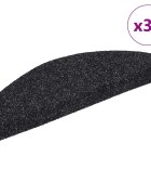 vidaXL Изтривалки за стълби самозалепващи се 30 бр. 65x21x4 см черни полукръгли големи