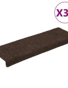 vidaXL Изтривалки за стълби самозалепващи се 30 бр. 65x21x4 см кафяви с правоъгълен кант