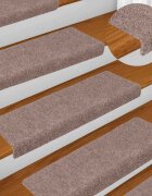 vidaXL Изтривалки за стълби самозалепващи се 30 бр. 65x21x4 см светлокафяви с правоъгълен ръб
