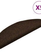 vidaXL Изтривалки за стълби самозалепващи се 5 бр. 65x21x4 см кафяви полукръгли големи