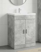 vidaXL Кабинет под мивка за баня Бетонно сиво 56 x 375 x 81 см