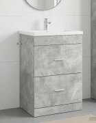 vidaXL Кабинет под мивка за баня Бетонно сиво 56 x 375 x 81 см