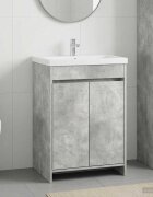 vidaXL Кабинет под мивка за баня Бетонно сиво 56 x 375 x 81 см