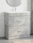 vidaXL Кабинет под мивка за баня Бетонно сиво 785 x 375 x 81 см