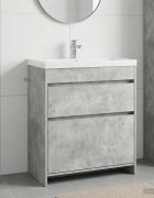 vidaXL Кабинет под мивка за баня Бетонно сиво 785 x 375 x 81 см