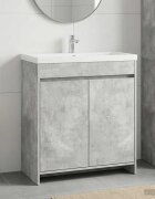 vidaXL Кабинет под мивка за баня Бетонно сиво 785 x 375 x 81 см
