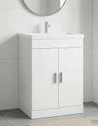 vidaXL Кабинет под мивка за баня Бяло 56 x 375 x 81 см