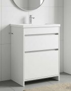vidaXL Кабинет под мивка за баня Бяло 56 x 375 x 81 см