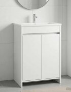 vidaXL Кабинет под мивка за баня Бяло 56 x 375 x 81 см
